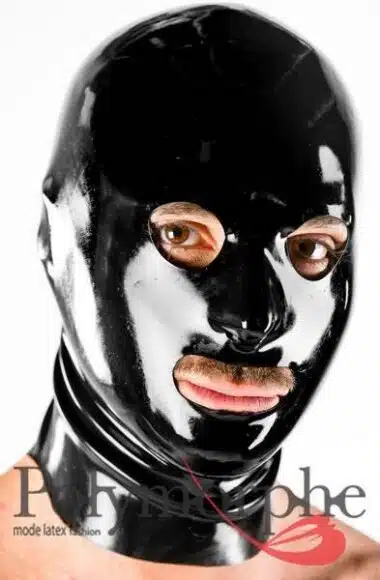 Latex Hood with Rounded Eye, Nose and Mouth Holes