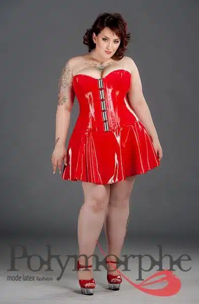 Long Victorian Overbust Latex Corset - Image 2