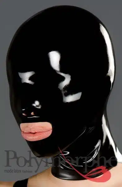 Latex Hood With Rounded Mouth and Nose Holes