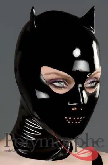 Latex Devil Mask With Perforated Mouth