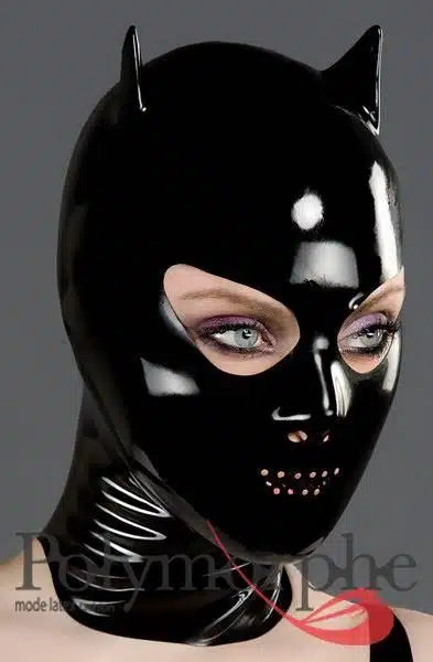Latex Devil Mask With Perforated Mouth