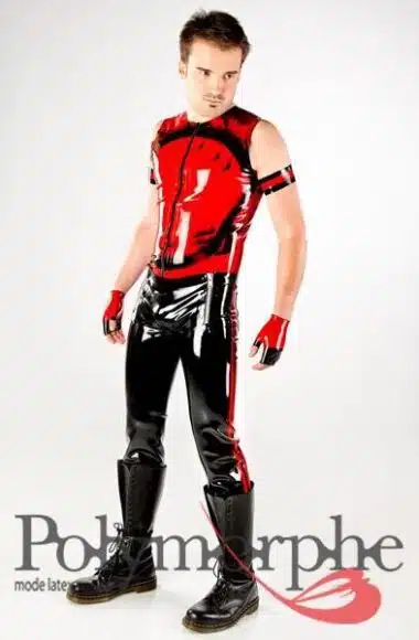 Latex Sailor Pants With Colored piping