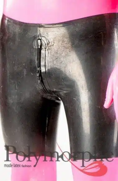 Latex Bermuda Shorts With crotch Zipper And 4 Sliders