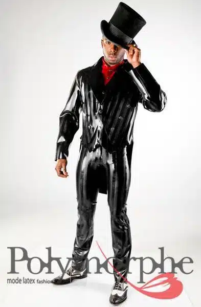 Striped Latex Tuxedo Jacket