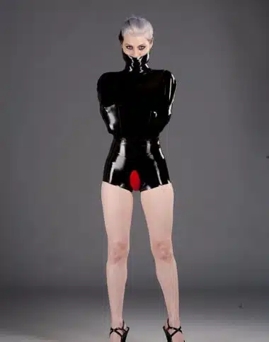 Latex Straight jacket, crotchless,  with half mask
