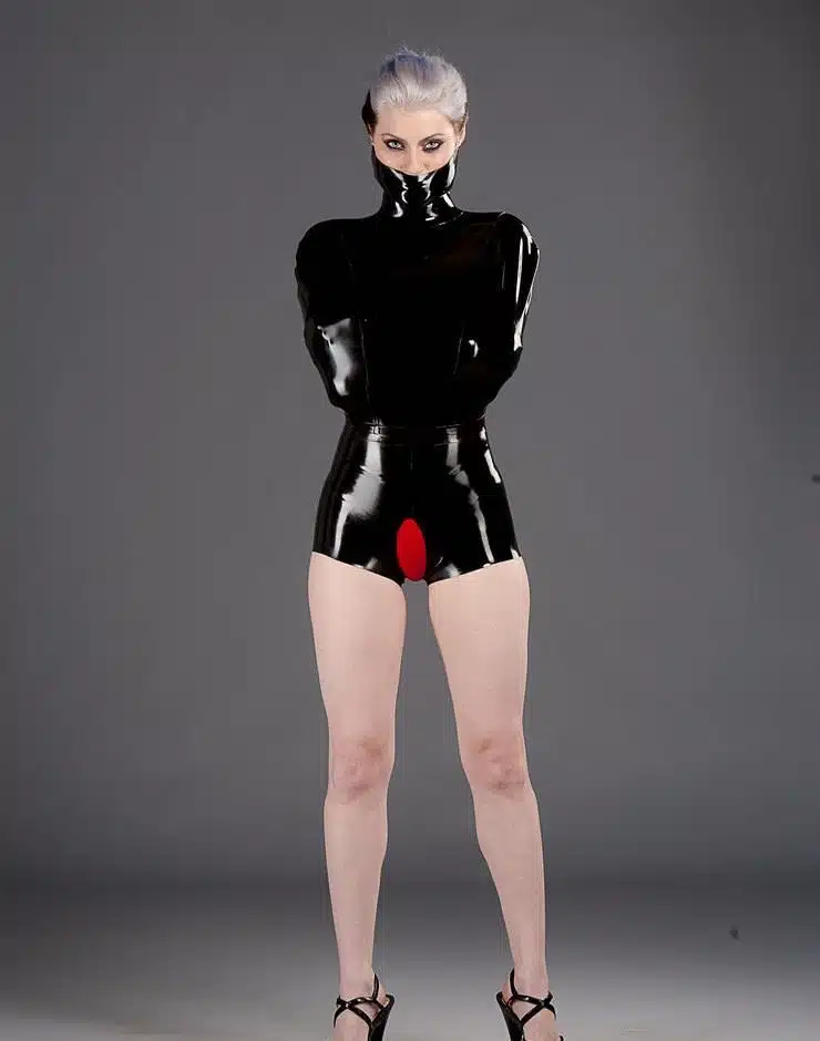 Latex Straight jacket, crotchless,  with half mask