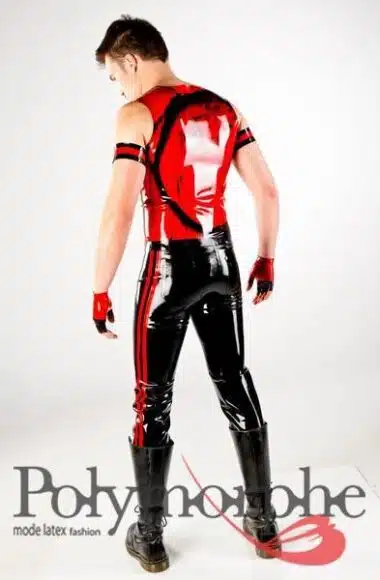 Marbelised Latex Vest With Front Zipper