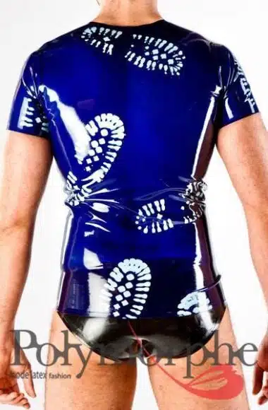 Latex Boot Print T-Shirt With Front Zipper