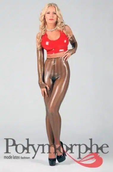 Latex Striped Stirrup Legging