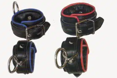Deluxe Leather Padded Wrist Cuffs With Piping