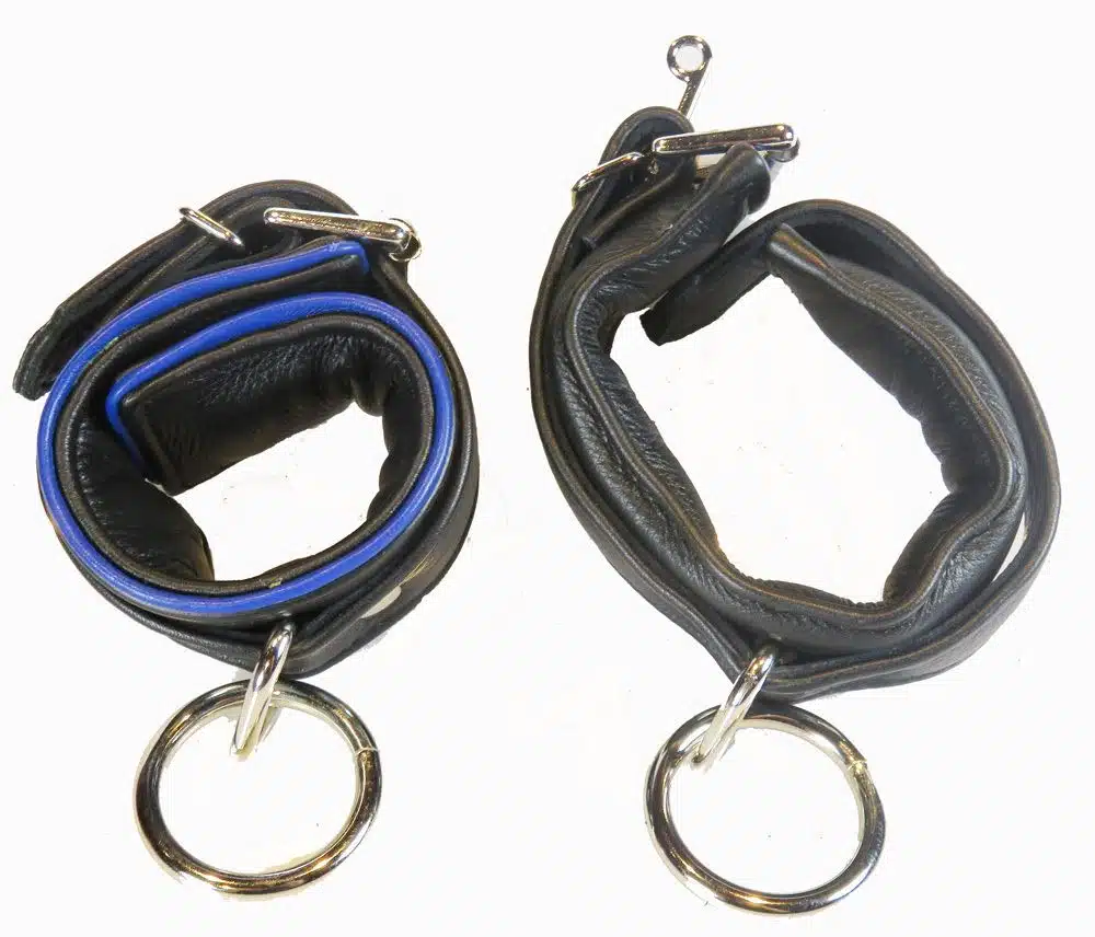 Deluxe Leather Padded Ankle Cuffs With Piping - Image 8