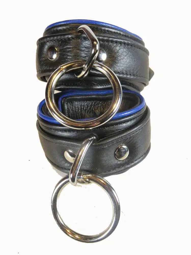 Deluxe Leather Padded Ankle Cuffs With Piping - Image 6