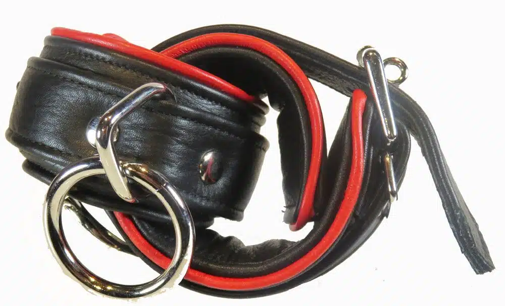 Deluxe Leather Padded Ankle Cuffs With Piping - Image 5