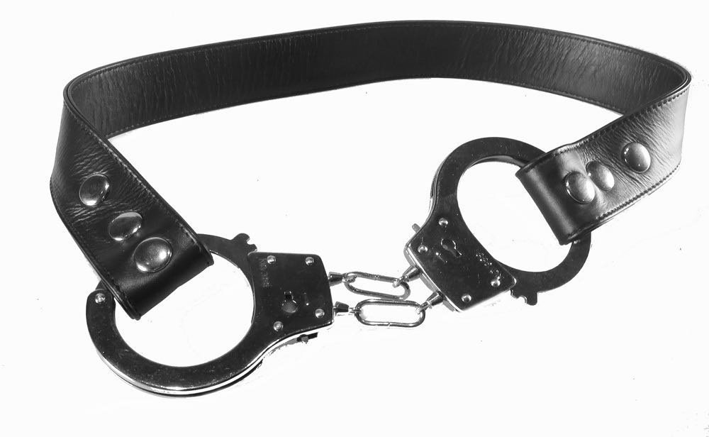 Leather Handcuff Belt Purple Passion