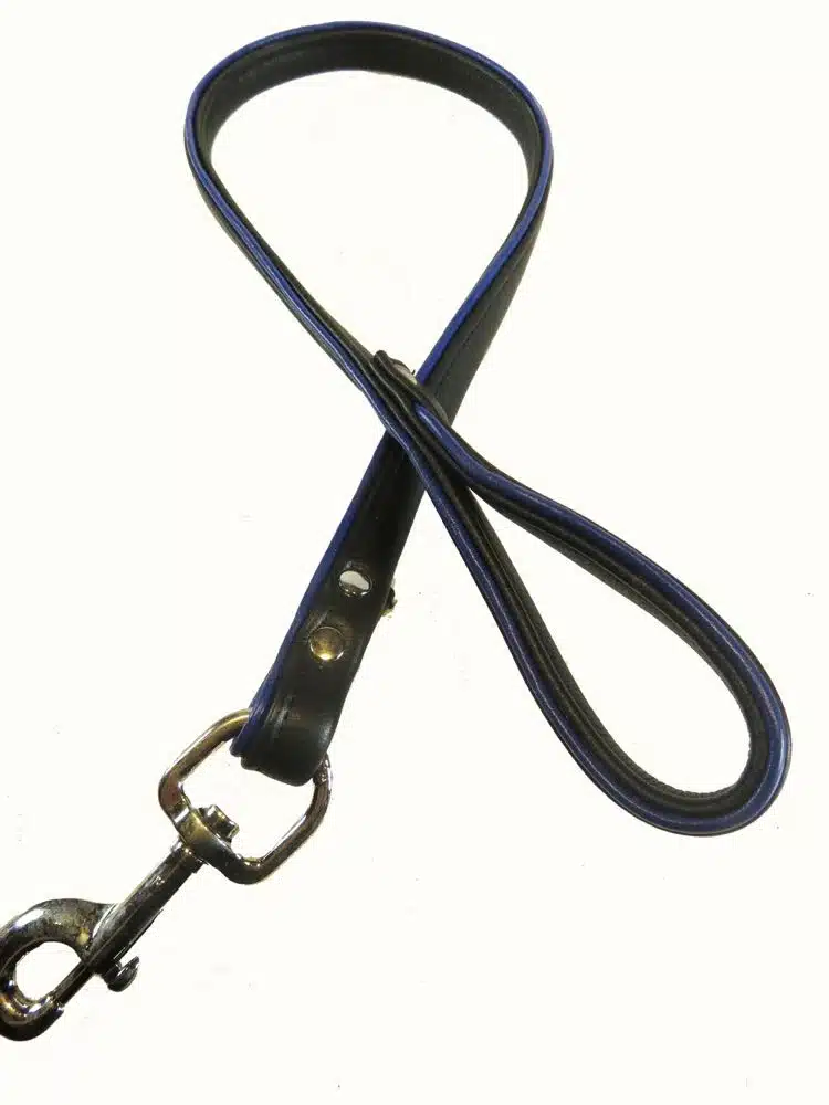 Black Leather Leash with Colored Piping - Image 4