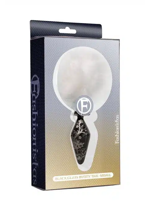Glass Bunny Tail Butt Plug Small Black - Image 2