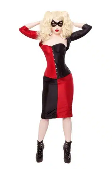 Black & Red Steel Boned Overbust Corset