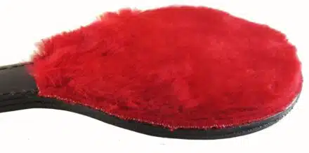 Leather Ping Pong Paddle with Red Fur - Image 2