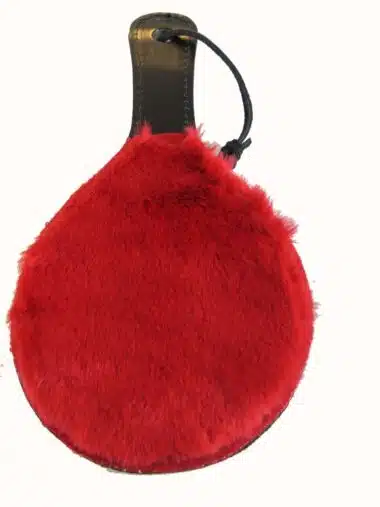 Leather Ping Pong Paddle with Red Fur