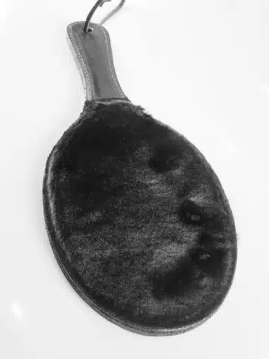 Heavy Leather Paddle with Black Fur