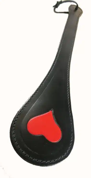 Long Leather Paddle with Red Heart Insert