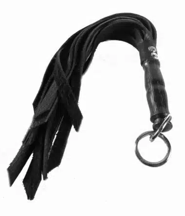Short Leather Flogger with Black Wooden Handle