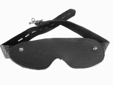 Deluxe Blindfold with Locking Buckle - Black Leather