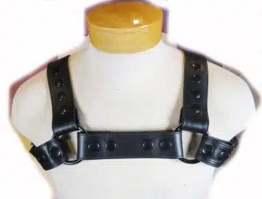 Leather Bulldog Harness with Black Snaps