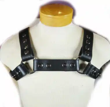 Leather Bulldog Harness with Chrome Snaps