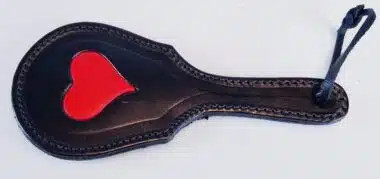 Leather Pocket Paddle with Red Heart and Black Fur