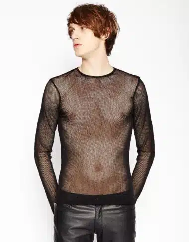 Mens Long SLeeve Fishnet Shirt