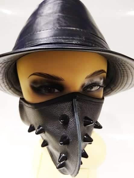 BDSM Masks Leather Face Mask With Black Studs Pu