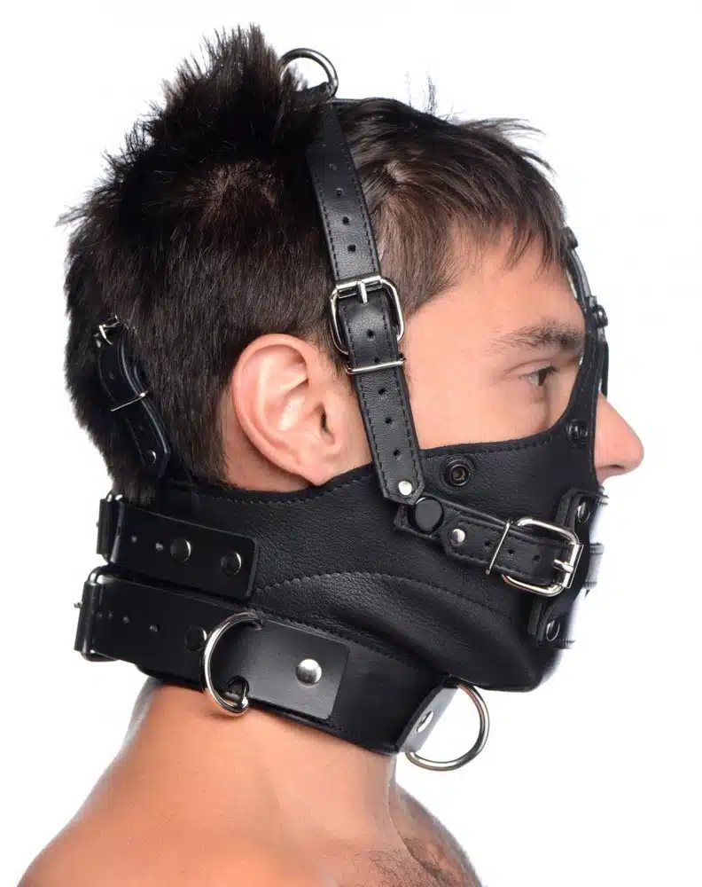 Leather Head Harness with Removeable Gag Blindfold - Image 5