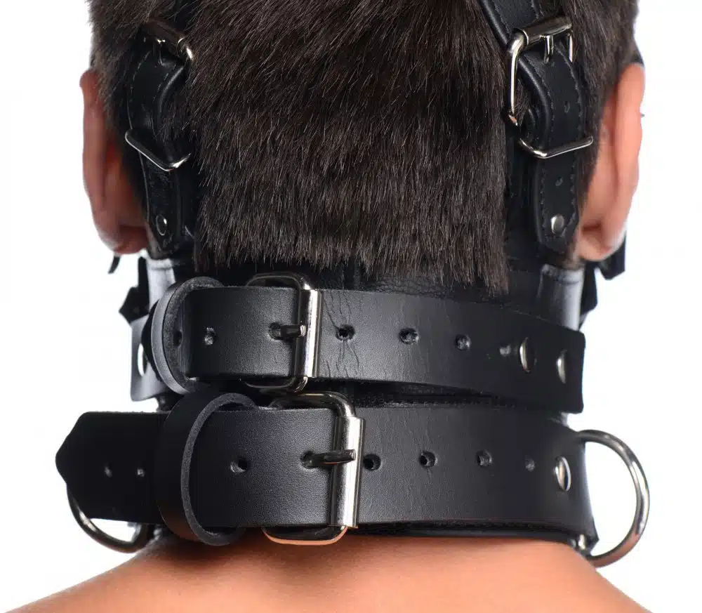 Leather Head Harness with Removeable Gag Blindfold - Image 6