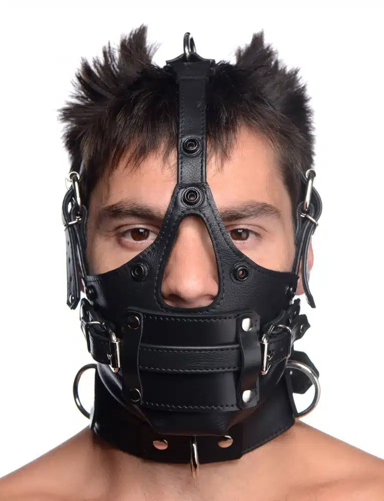 Leather Head Harness with Removeable Gag Blindfold - Image 8
