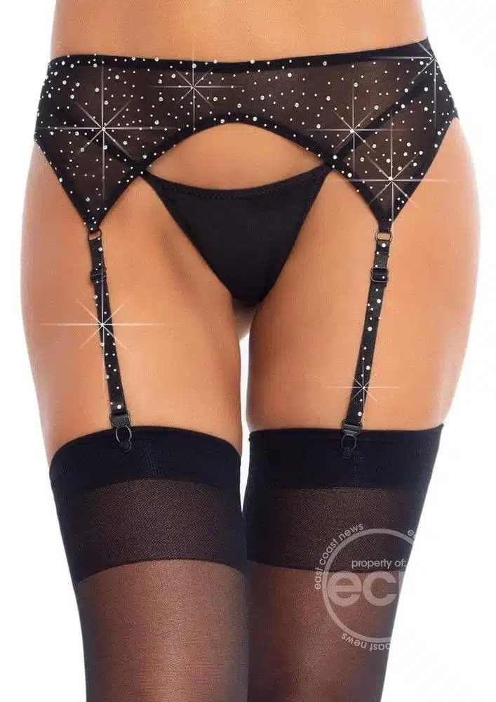 ct_product_cat%% - Rhinestone Garter Belt - Purple Passion