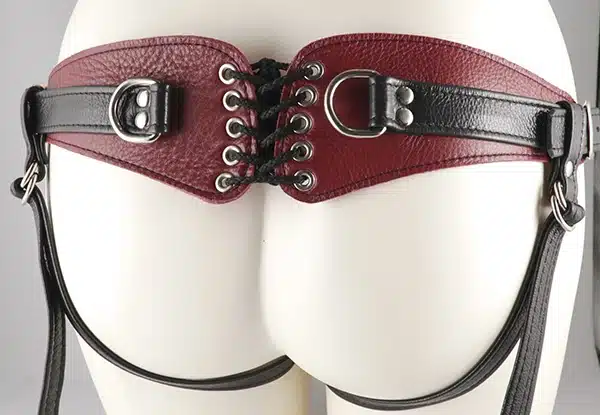 Cherry Kink Minx Leather Strap-on Harness by Aslan - Image 2