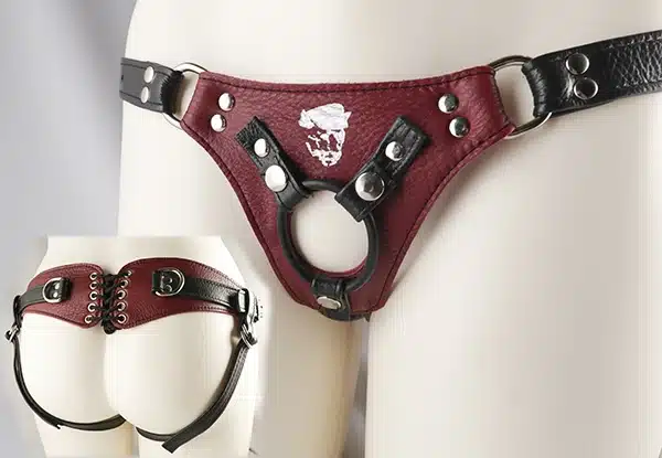 Cherry Kink Minx Leather Strap-on Harness by Aslan - Image 3