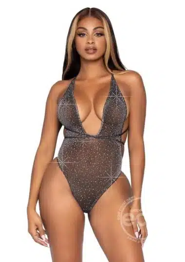 Adjustable Plunging Rhinestone Teddy
