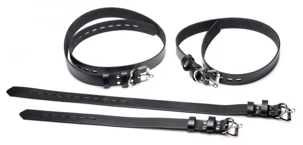 4 Pack Leather Locking Bondage Straps - Image 3