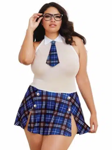 School Girl Tease White Blue Queen