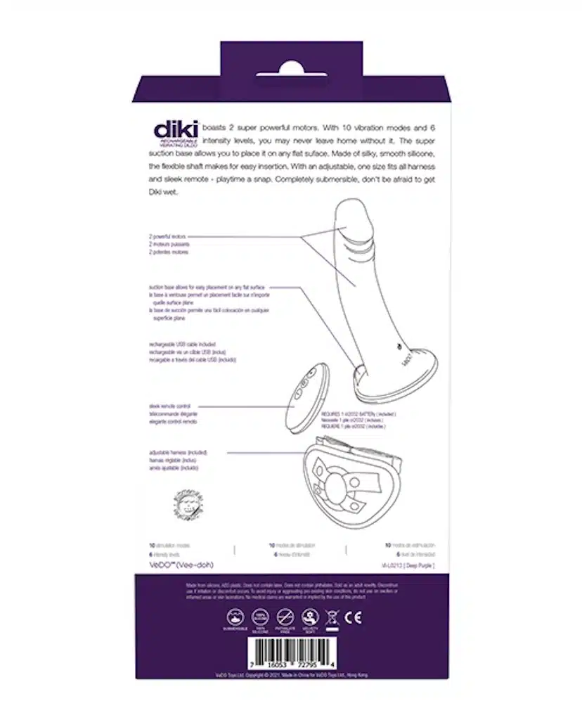 Vedo Diki Vibrating Dildo With Harness and remote - Image 7