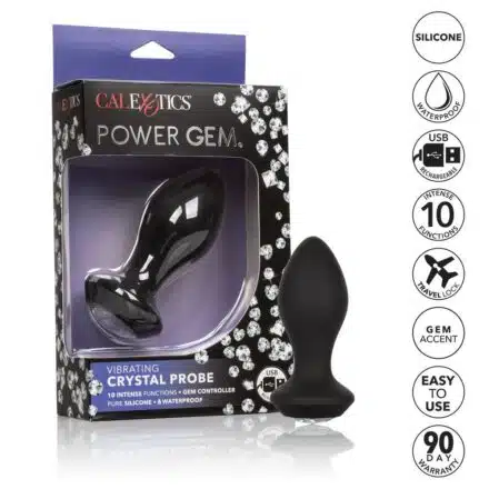 Vibrating Petite Crystal Probe Silicone Rechargeable Butt Plug - Image 4