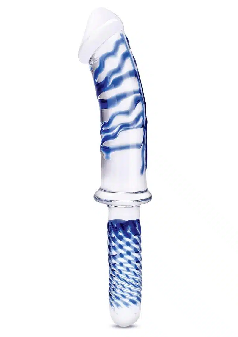 Realistic Double Ended Glass Dildo with Handle 11in - Image 3