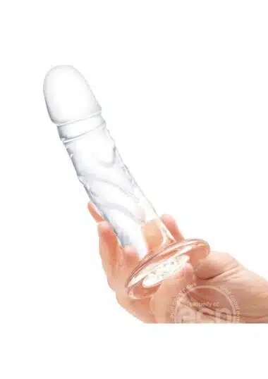 Curved Realistic Glass Dildo with Veins 7in