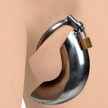 Locking Stainless Steel Chastity Cage with 3 Rings
