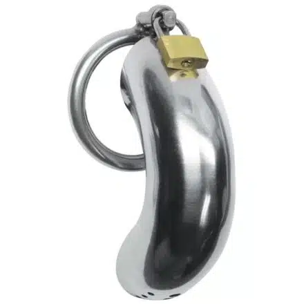 Locking Stainless Steel Chastity Cage with 3 Rings - Image 3