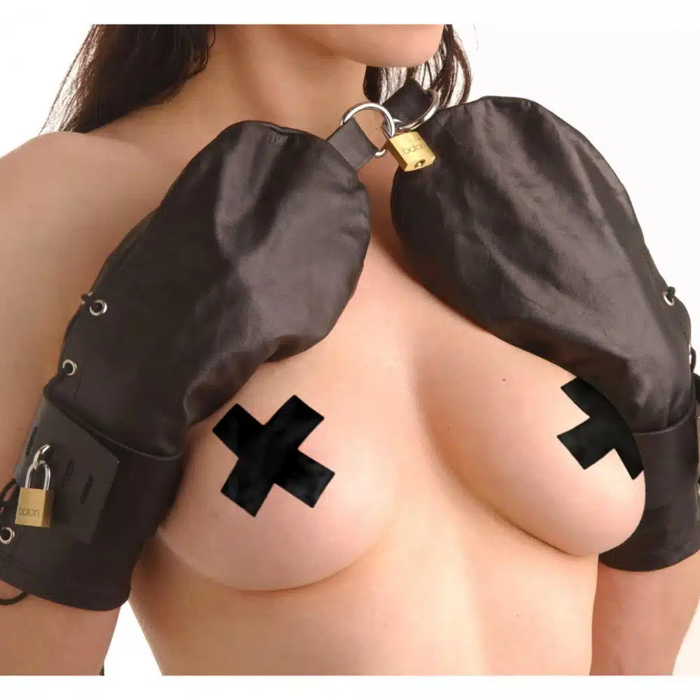 Strict Leather Bondage Mittens - Image 4