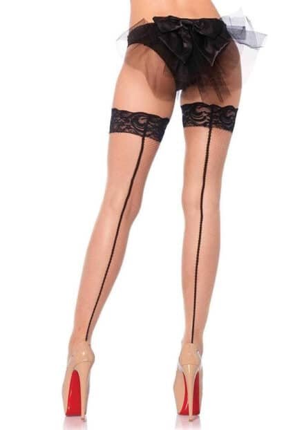 May Fishnet Thigh High Stockings Nude & Black