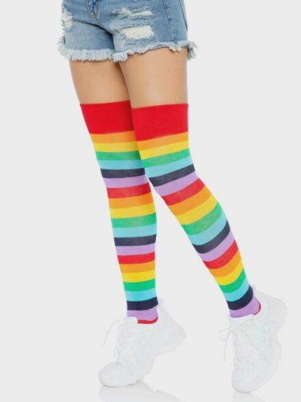 Cherry Rainbow Thigh High Socks